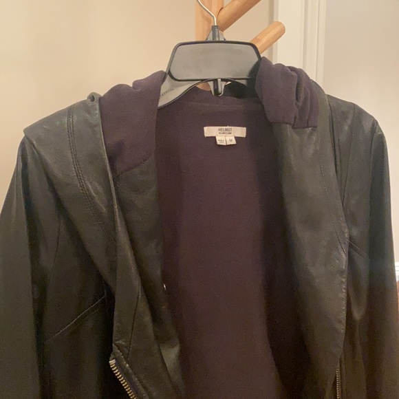 COPY - Helmet Lang leather hooded jacket with fleece lining - Picture 2 of 4